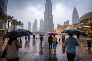Thunderstorm among Dubai skyscrapers