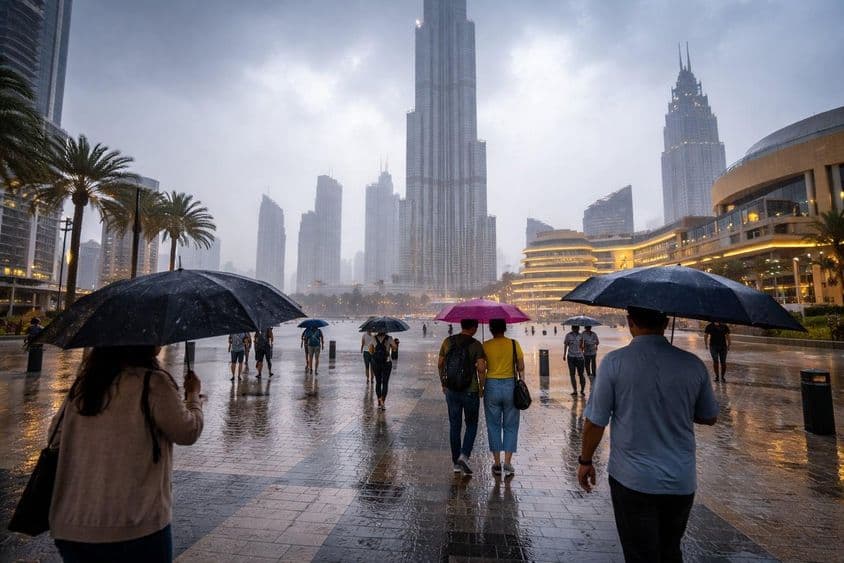 Thunderstorm among Dubai skyscrapers