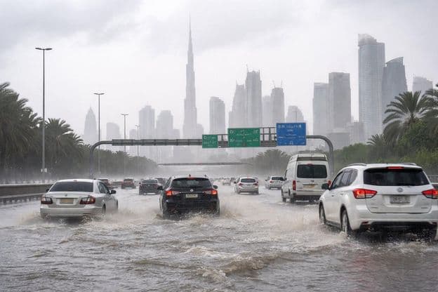 Dubai roads after rain