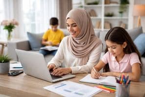 Home-based work with family together