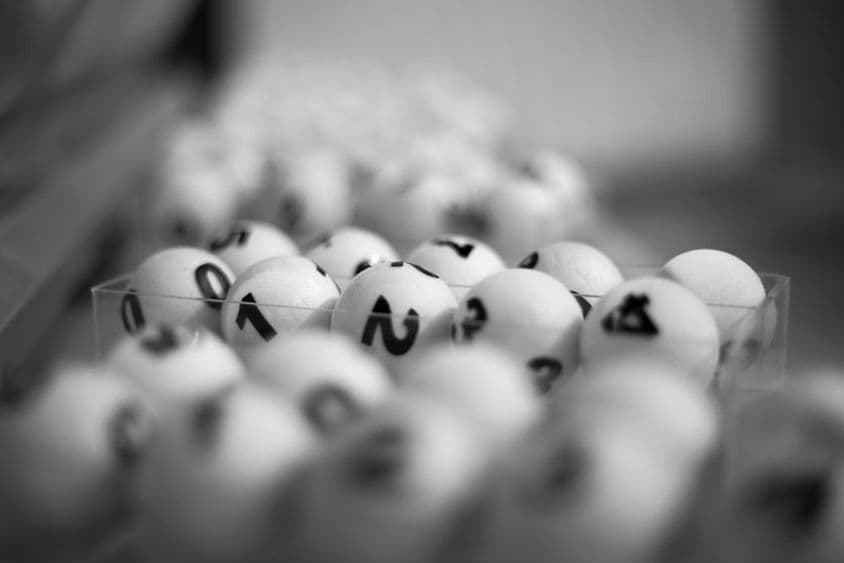 white balls with numbers for lottery game