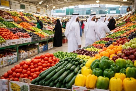 Fresh market in bustling atmosphere