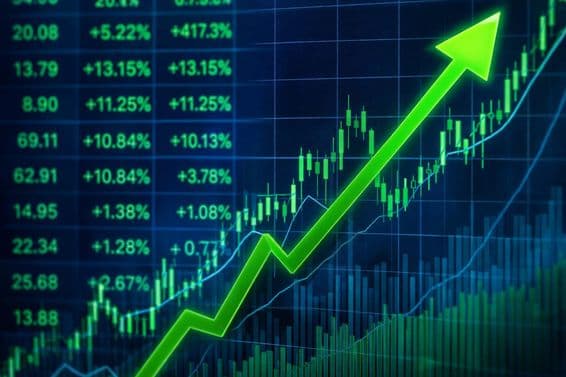 Rising stock market trend graph