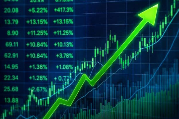 Rising stock market trend graph