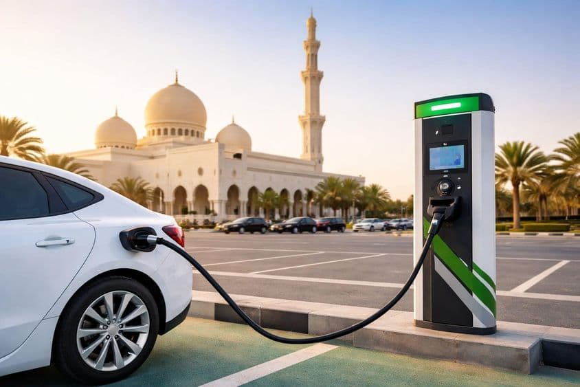 Electric charging in mosque parking lot