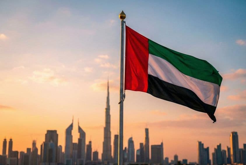 The national flag of the United Arab Emirates