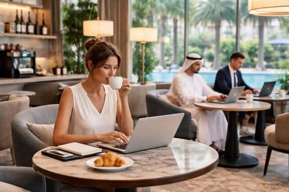 Modern hotel work environment atmosphere