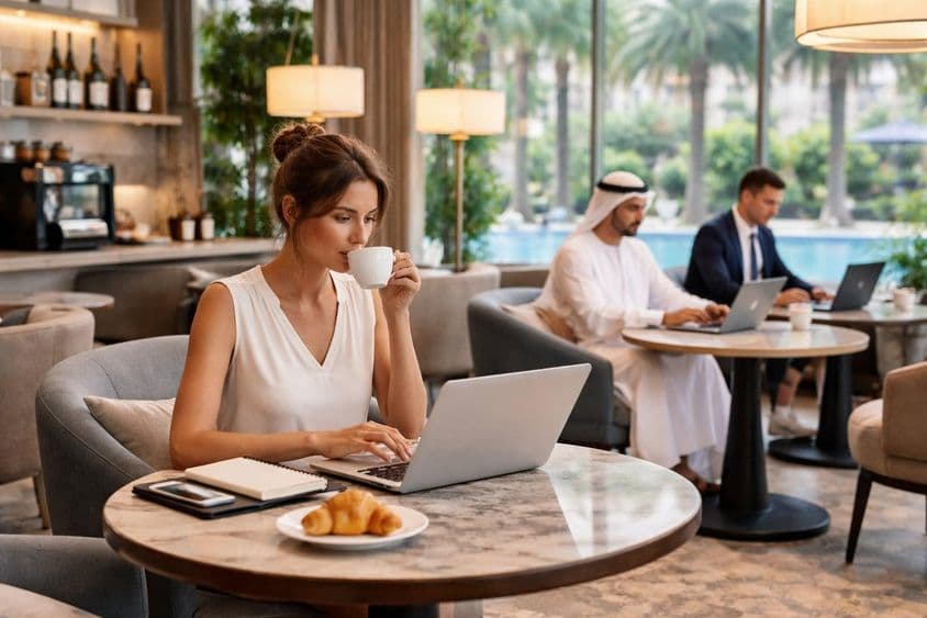 Modern hotel work environment atmosphere