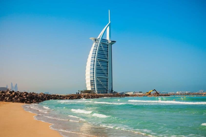 Burj Al Arab luxury hotel and Jumeirah public beach