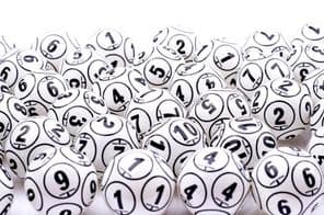 Lottery balls in a pile.