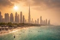 Hot humid Dubai skyline