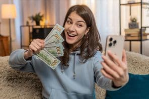 Smiling young woman blogger influencer