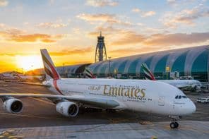 Dubai airport at sunset