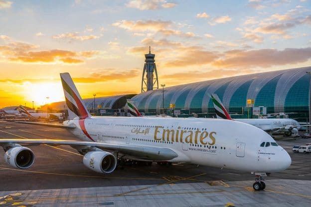 Dubai airport at sunset