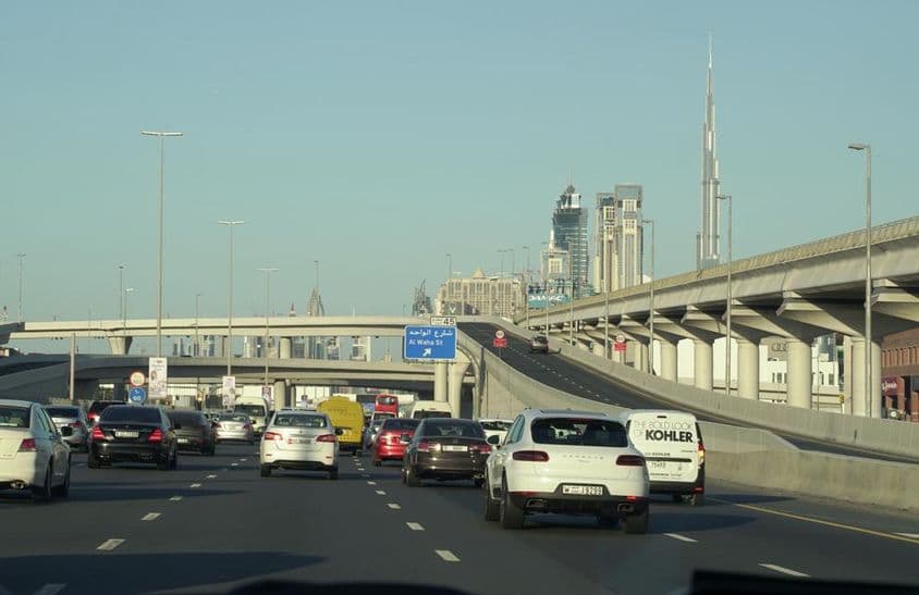 Traffic jam during rush hour in Dubai