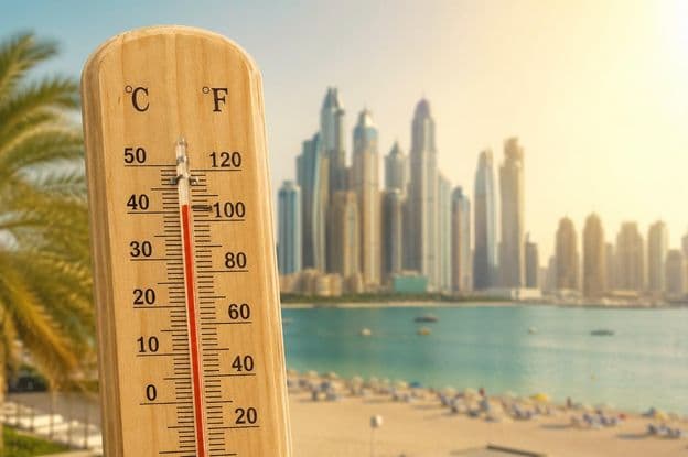 Extreme heat on Dubai beach