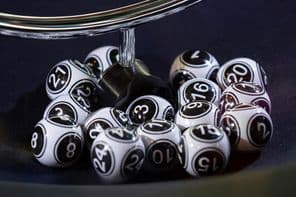 Black and white lottery balls
