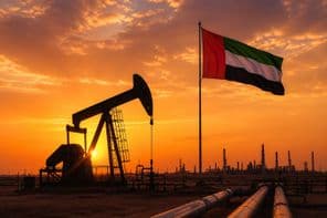Tension in oil market at sunset