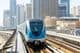 Dubai Metro train public transport at Dubai Marina