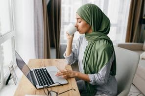 Arab student studying at home