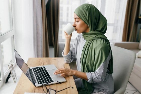 Arab student studying at home