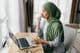 Arab student studying at home