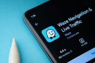 Waze app displayed on smartphone screen.