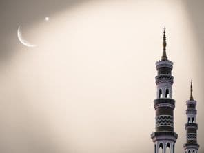 Mosque Dome Moon Starry Sky at Night