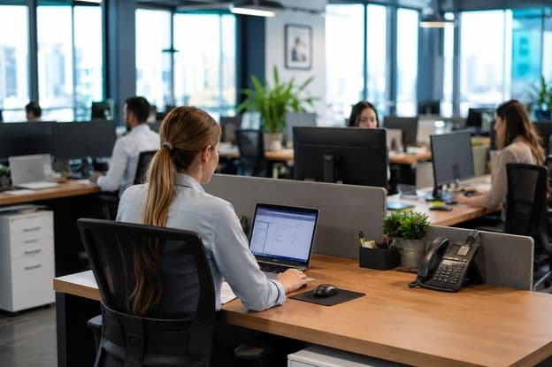 Atmosphere of a modern office workspace