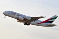 The EMIRATES AIRLINES Airbus A380-800 airplane