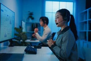 Generation Z Asian young call center team