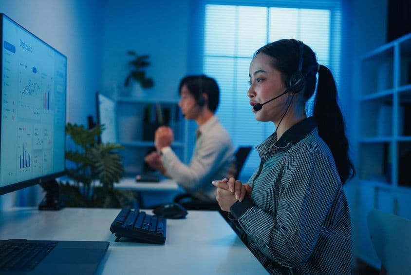 Generation Z Asian young call center team