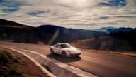 Luxury sports car speeding