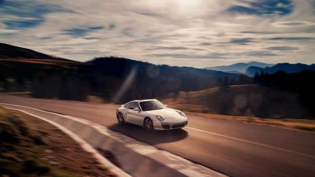 Luxury sports car speeding