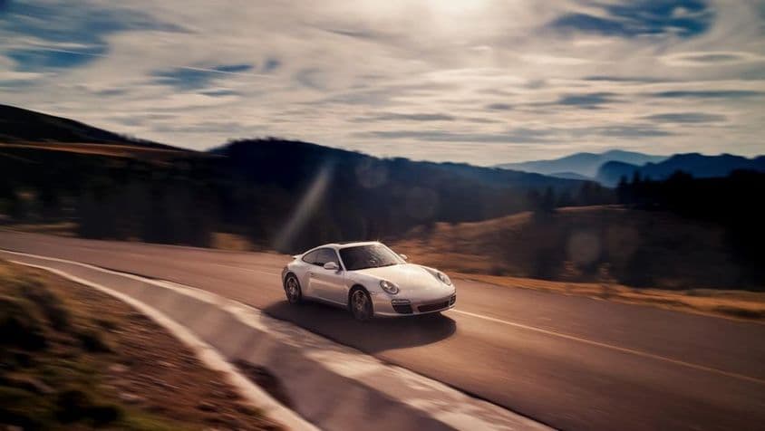 Luxury sports car speeding