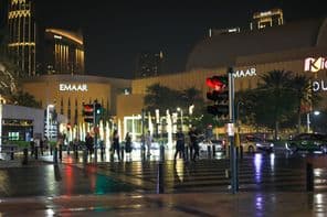 Pedestrians in downtown at night
